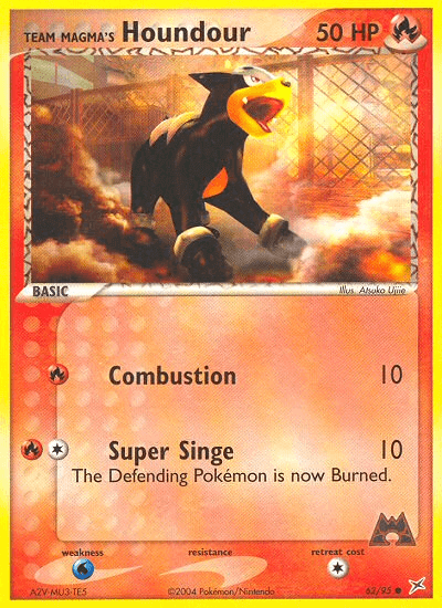 Team Magma's Houndour (62/95) [EX: Team Magma vs Team Aqua] card featuring Fire type and special attacks.