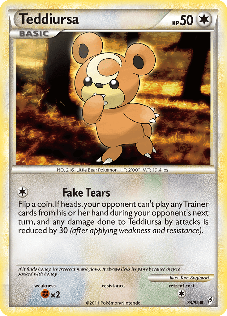 Teddiursa (73/95) [HeartGold & SoulSilver: Call of Legends] card with HP and ability information.