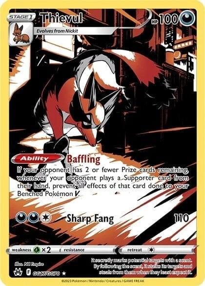 Thievul (GG17/GG70) [Sword & Shield: Crown Zenith] card showcasing its abilities and stats.