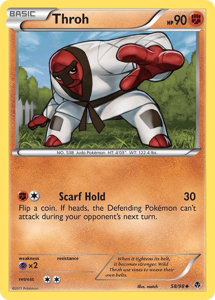 Throh (58/98) [Black & White: Emerging Powers] card illustration showcasing its fighting type and abilities.