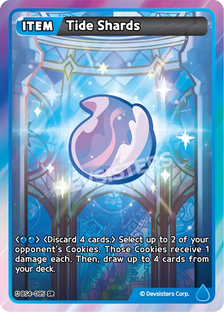 Tide Shards (BS4-085) SR – Brave Sweet | Cookie Run TCG Super Rare Card featuring aquatic-themed artwork.