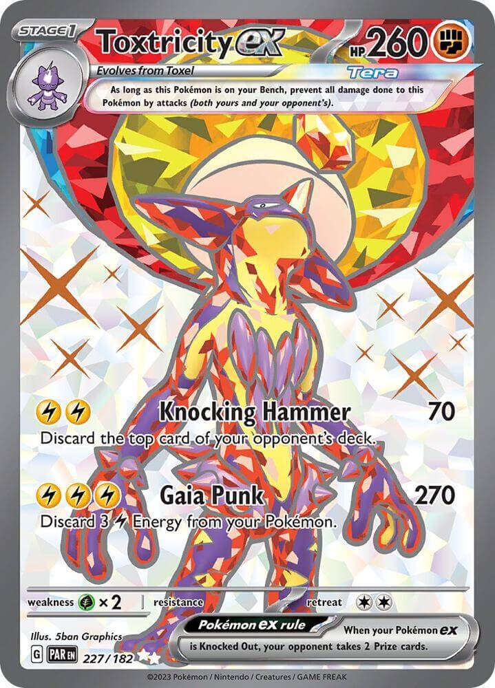 Toxtricity ex (227/182) [Scarlet & Violet: Paradox Rift] ultra rare Pokémon card with striking artwork.