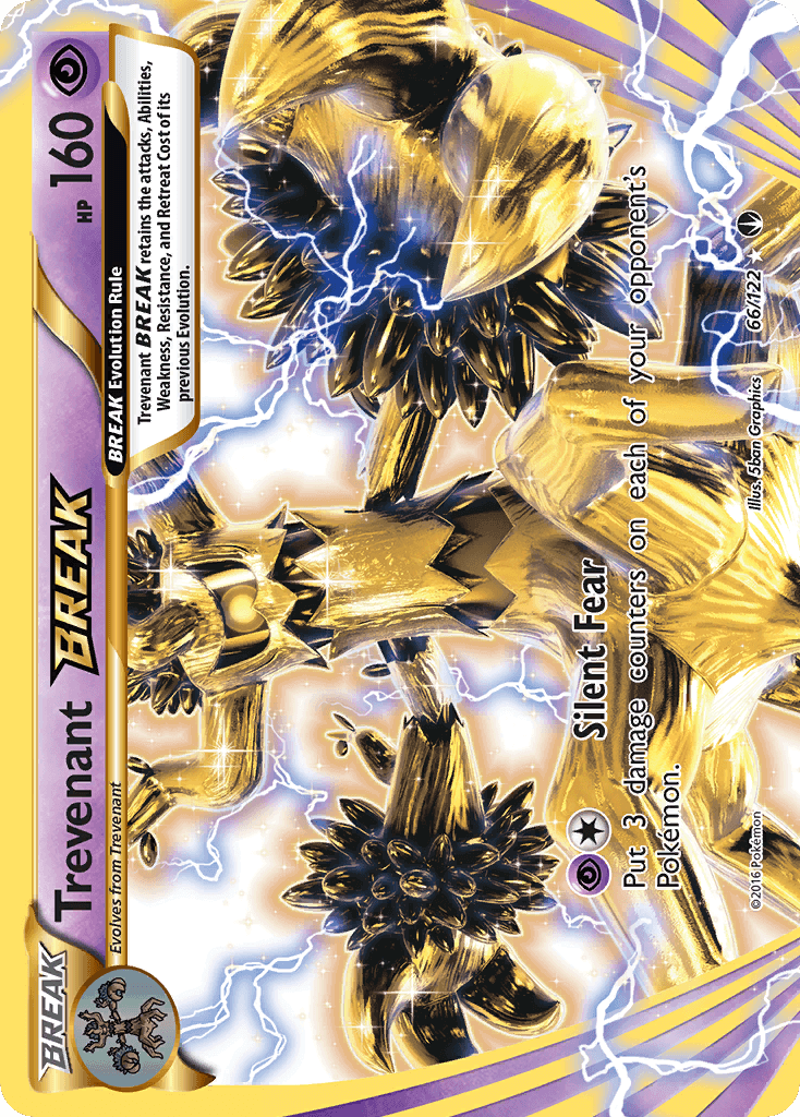 alt_tag: Trevenant BREAK (66/122) [XY: BREAKpoint] trading card showcasing Silent Fear attack.