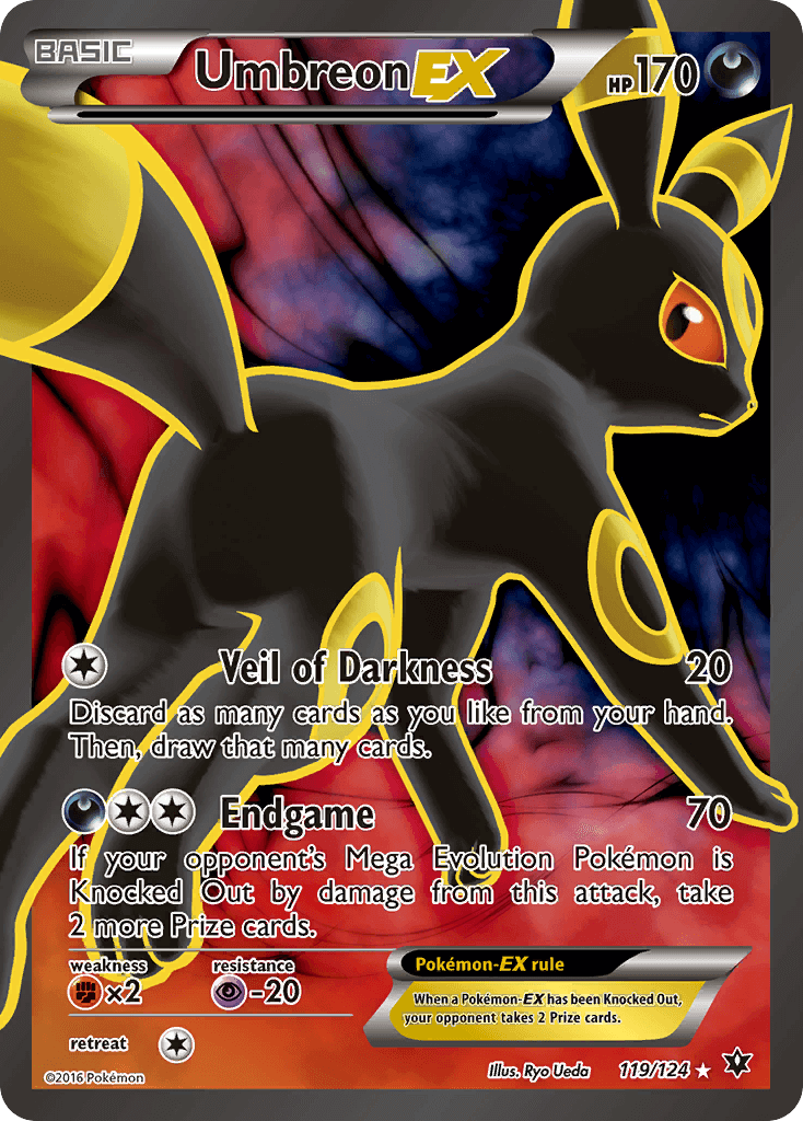 Umbreon EX (119/124) [XY: Fates Collide] featuring Veil of Darkness and Endgame attacks.