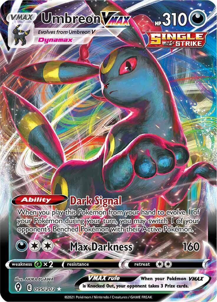 Umbreon VMAX (095/203) [Sword & Shield: Evolving Skies] featuring Dark Signal ability and Max Darkness attack.