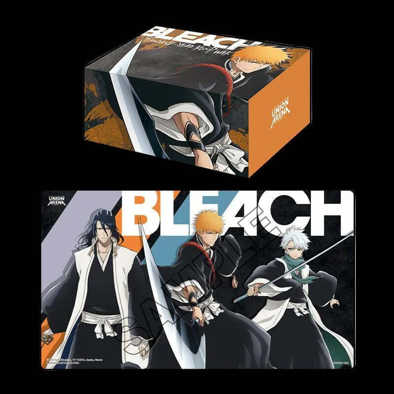 Union Arena Playmat & Half Storage Box Set: BLEACH: Thousand-Year Blood War - Bandai Playmats showing box and mat.