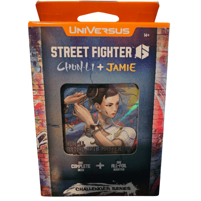 UniVersus Challenger Series Street Fighter 6 Starter Deck - Choose your deck! featuring Chun-Li and Jamie.