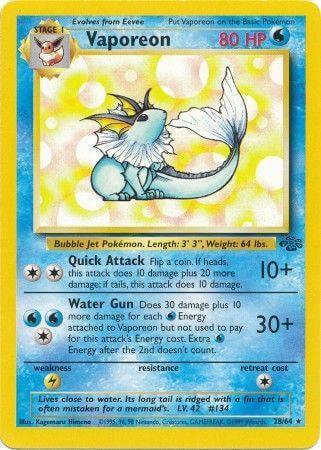 Vaporeon (28/64) [Jungle Unlimited] trading card featuring water-type abilities and rare attributes.