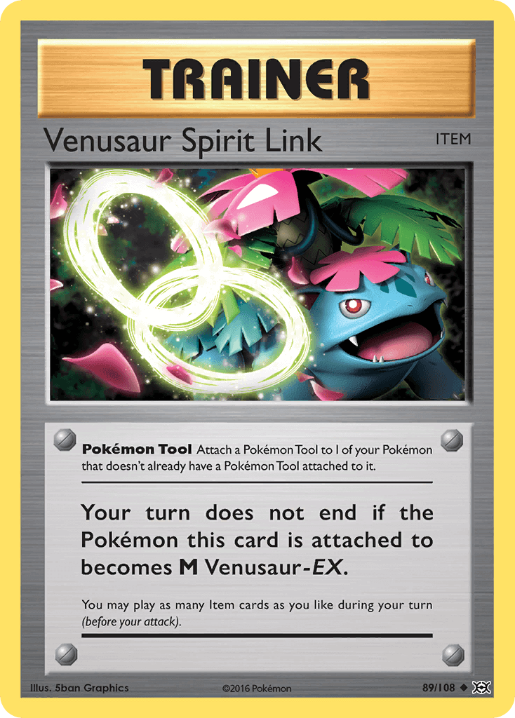Venusaur Spirit Link (89/108) [XY: Evolutions] Pokémon card showing Trainer item with M Venusaur-EX effects.