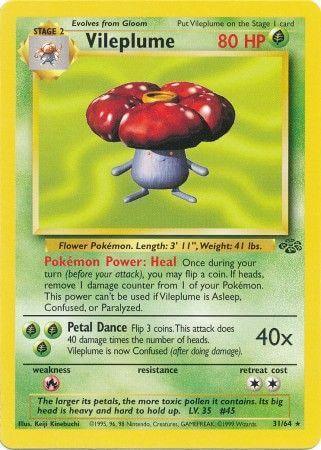 Vileplume (31/64) [Jungle Unlimited] card featuring its abilities and stats, showcasing its unique design.