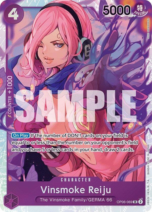 Vinsmoke Reiju [Wings of the Captain] character card with power 5000 and special abilities. OP06-069.