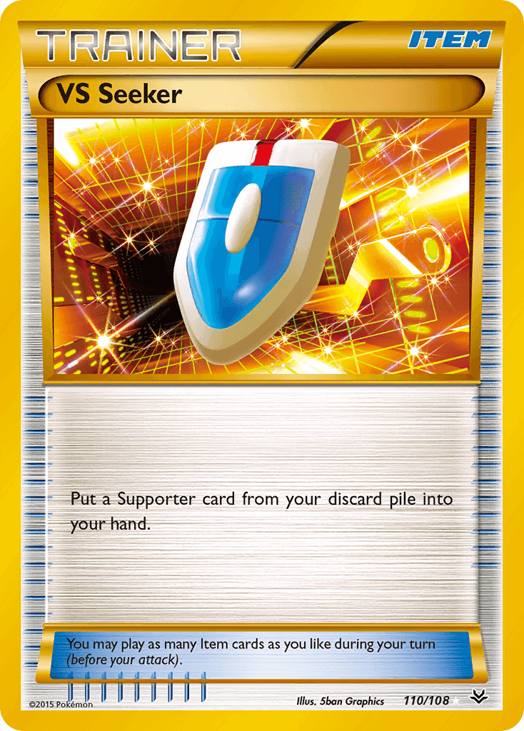 VS Seeker (110/108) [XY: Roaring Skies] Trainer Item Card featuring bright design and effects.