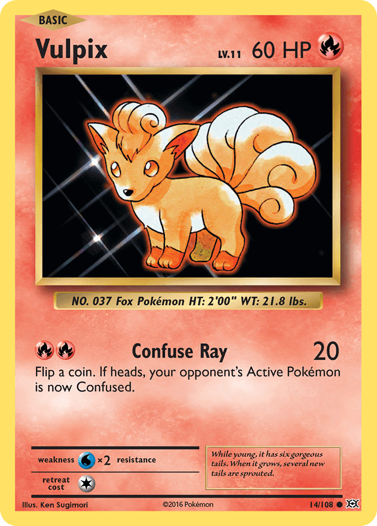 Vulpix (14/108) [XY: Evolutions] trading card featuring the Fox Pokémon with Confuse Ray ability.