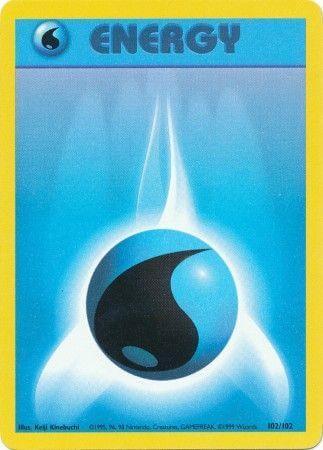 Water Energy (102/102) [Base Set Unlimited] card showcasing the blue energy symbol on a vibrant background.