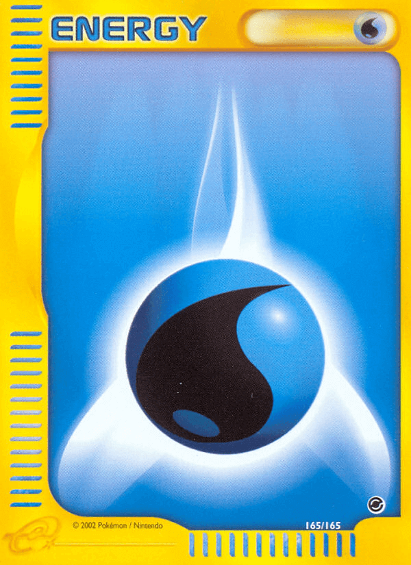 Water Energy (165/165) [Expedition: Base Set] card featuring a blue sphere design on a vibrant background.