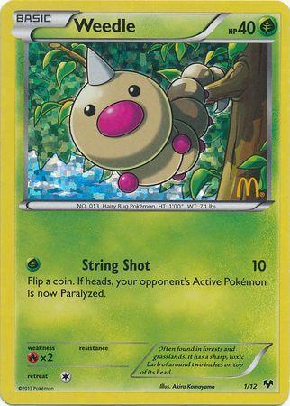 Weedle (1/12) [McDonald's Promos: 2014 Collection] Pokémon card featuring a Grass type design.