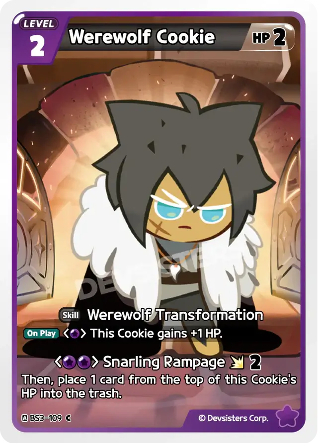 Werewolf Cookie BS3-109 C | Common Card featuring Werewolf Transformation and HP details.
