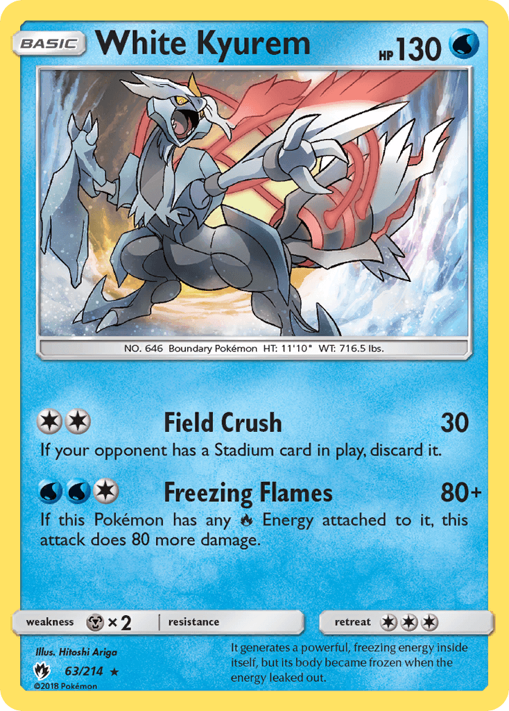 White Kyurem (63/214) [Sun & Moon: Lost Thunder] Holo Rare Water Type Pokémon card image.