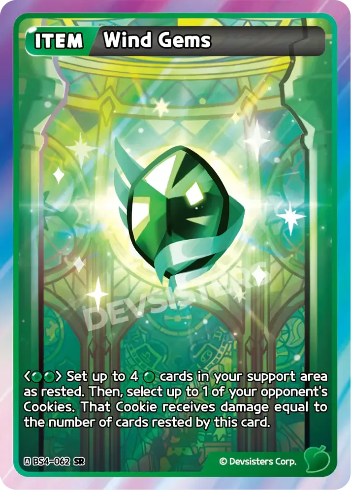 Wind Gems (BS4-062) SR – Brave Sweet | Cookie Run TCG Super Rare Item Card with vivid foil artwork and intricate design.