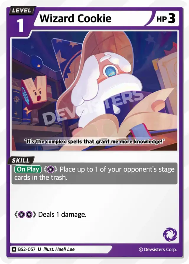 Wizard Cookie BS2-057 U | Uncommon Card featuring a whimsical design and magical spell theme.