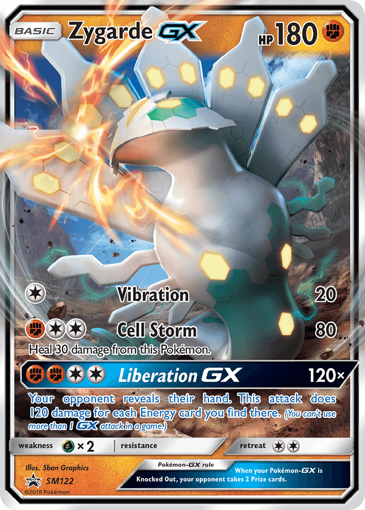 Zygarde GX (SM122) [Sun & Moon: Black Star Promos] showcasing HP, attacks, and vibrant artwork.